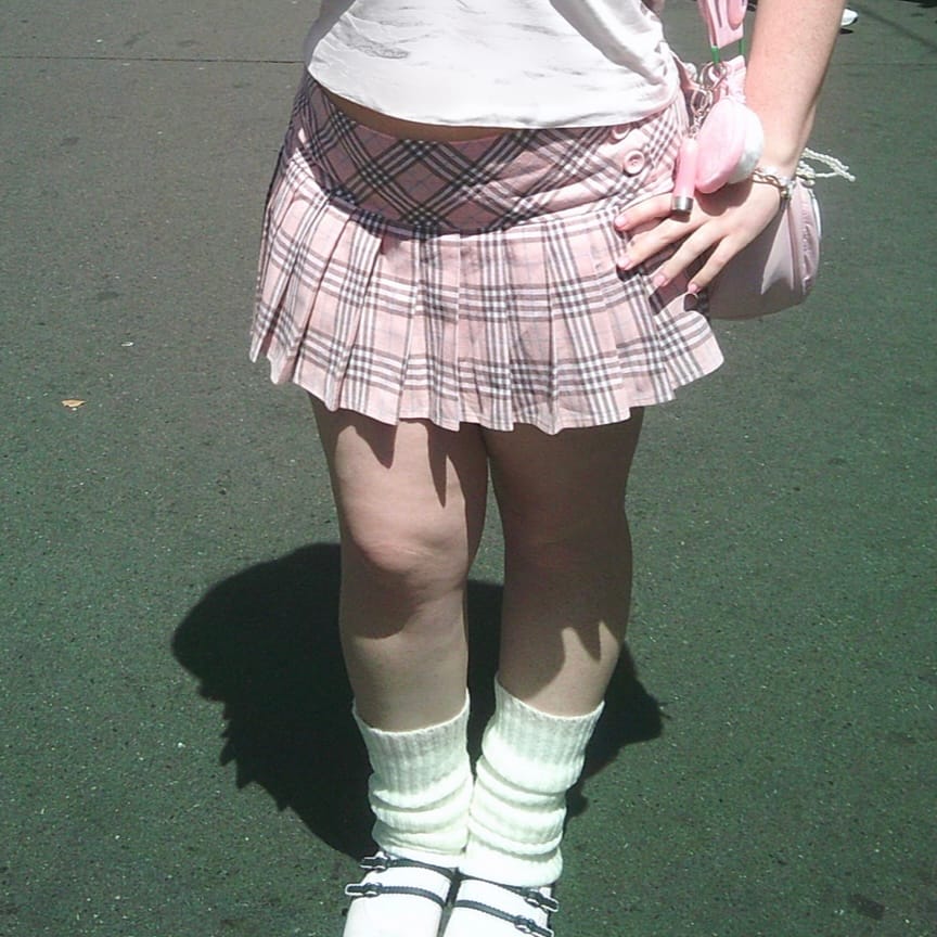 Customer photo review of Girly Plaid Pleated Mini Skirt (Pink)