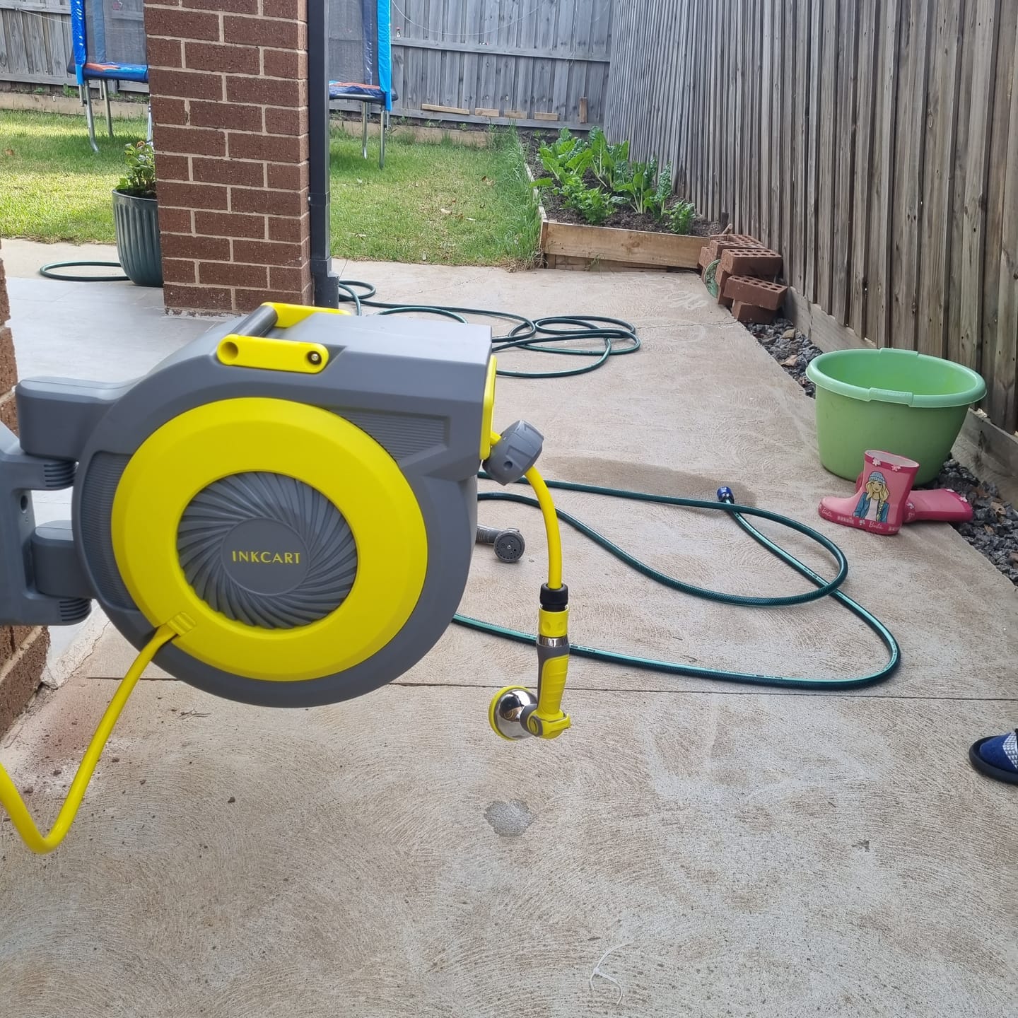 Customer photo review of 30m Retractable Garden Hose Reel.. Fully Installed