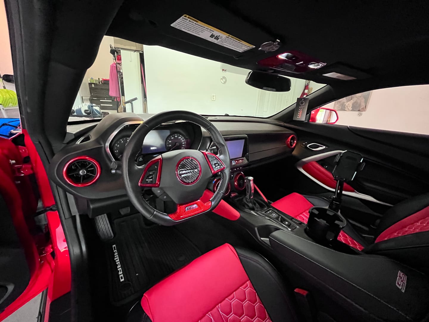 Customer photo review of Camaro 2016-2024 Carbon Fiber Steering Wheel Airbag Center Overlay