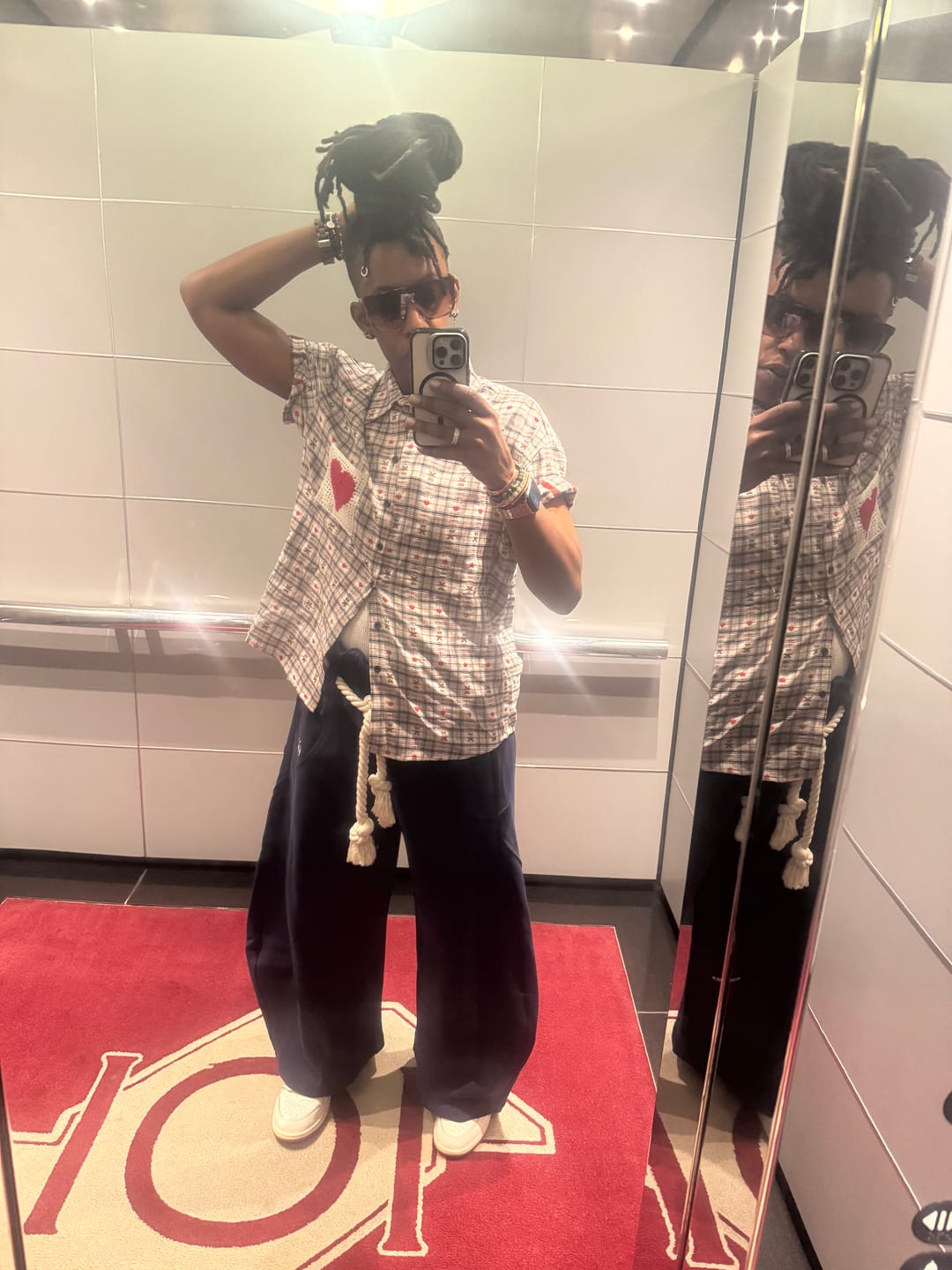 Customer photo review of Aelfric Eden Crochet Heart Pocket Plaid Shirt
