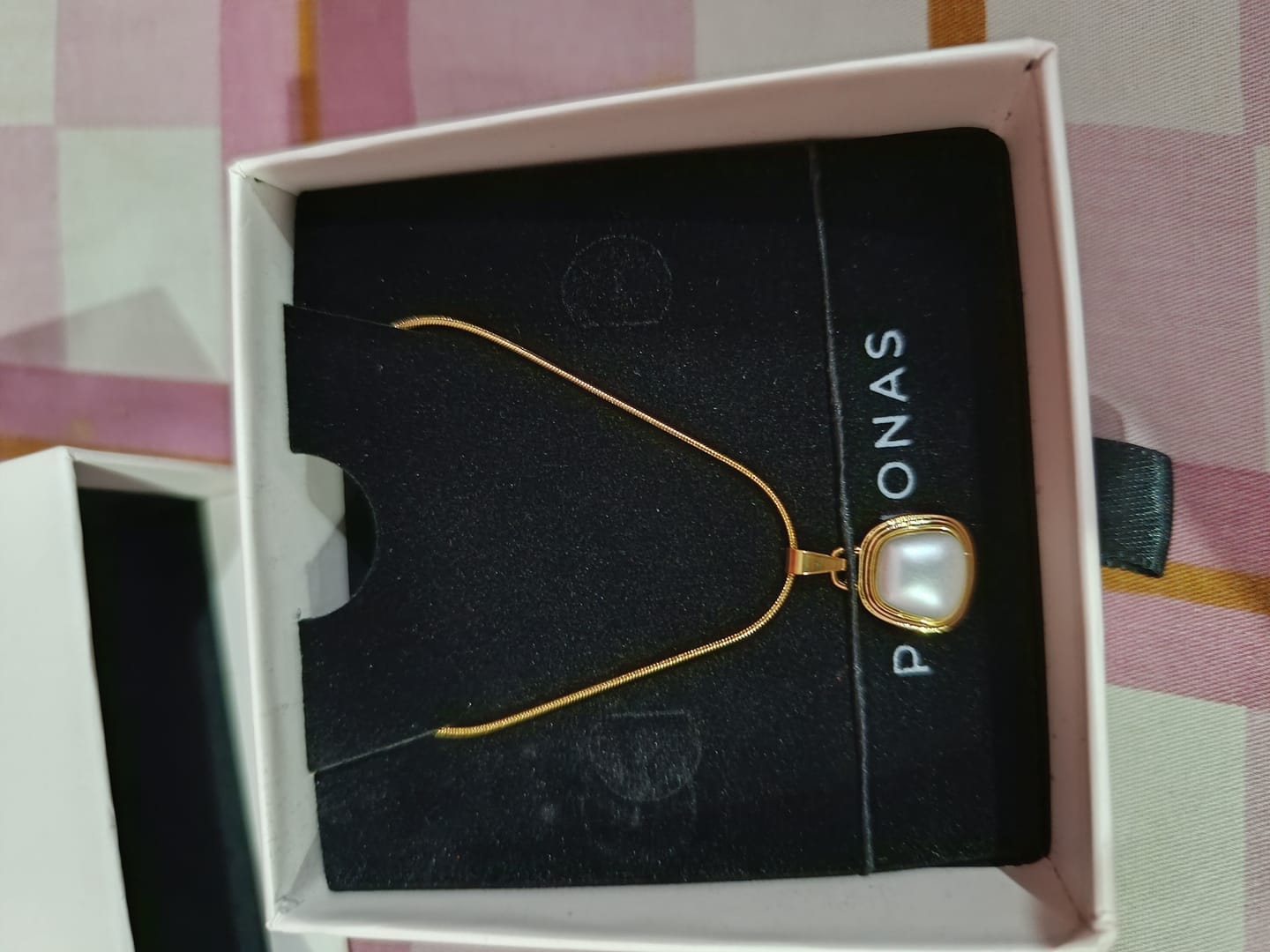 Customer photo review of Vintage Trapezium Necklace