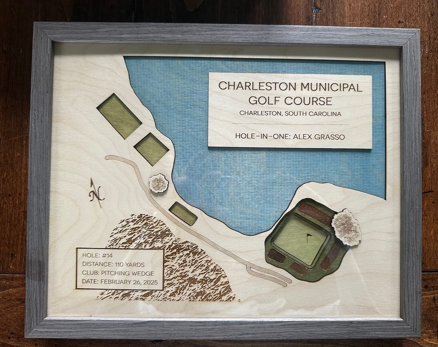 Customer photo review of Personalized Hole-in-One | Single Hole Golf Art