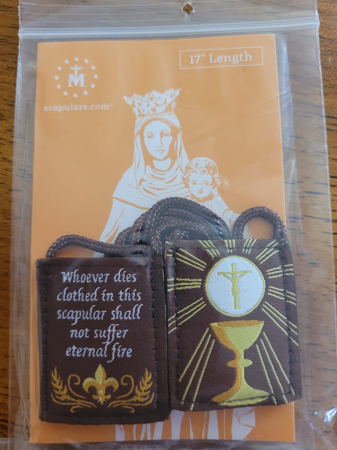Customer photo review of Eucharist | Premium Brown Scapular