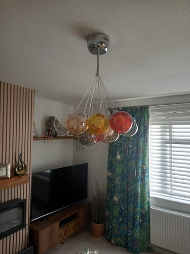 Customer photo review of Cluster Glass Ball Pendant Lights with Multi-Color Globes