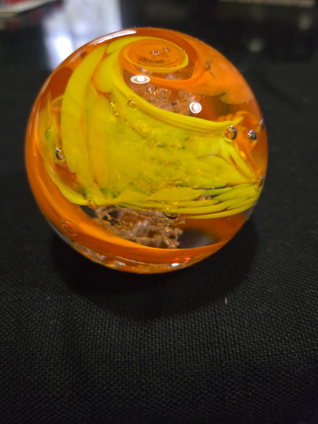 Customer photo review of Glimmer Orb with Cremation Ashes
