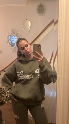 Customer photo review of GATED COMMUNITY STRAIGHT LEG SWEATPANTS SAGE