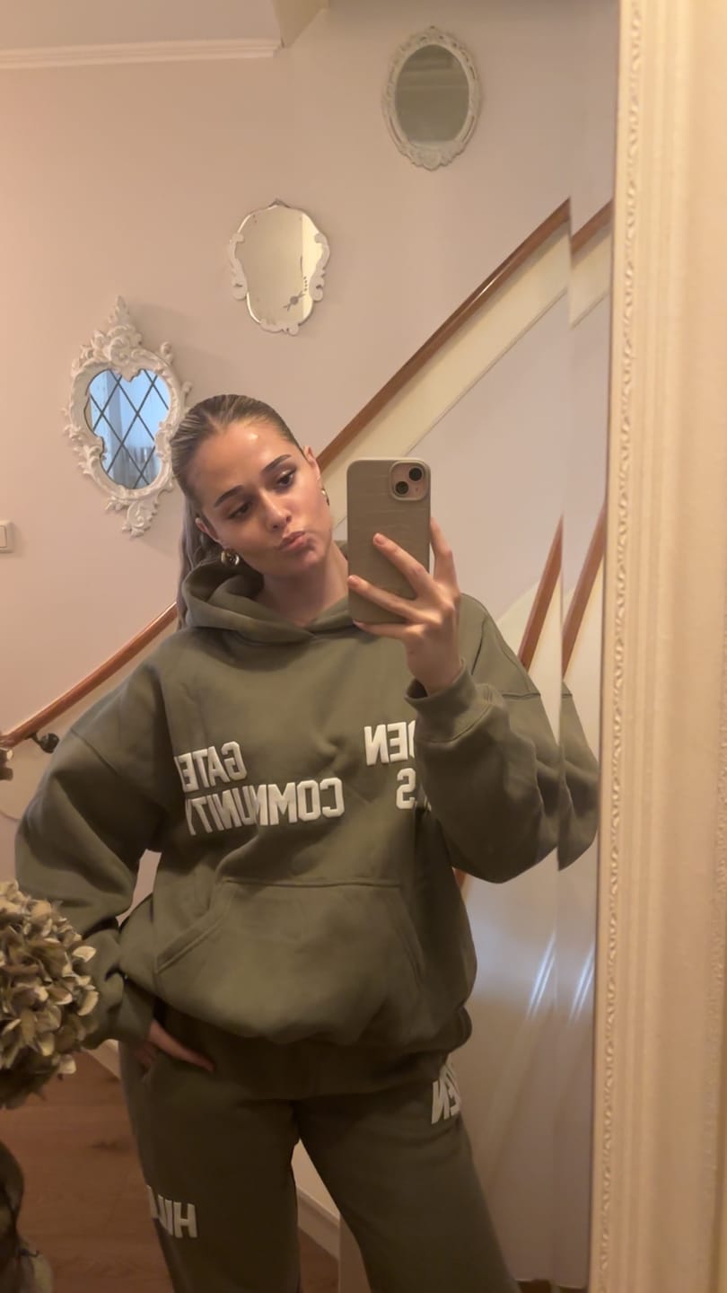 Customer photo review of GATED COMMUNITY STRAIGHT LEG SWEATPANTS SAGE