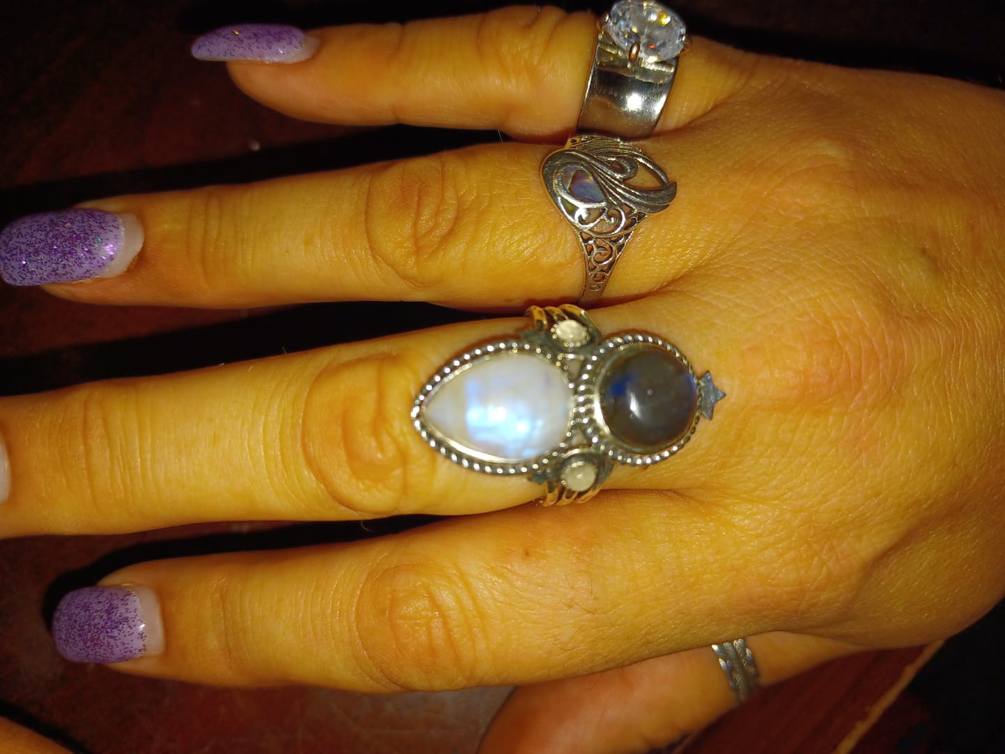 Customer photo review of Celestial Moonstone and Labradorite Silver Ring