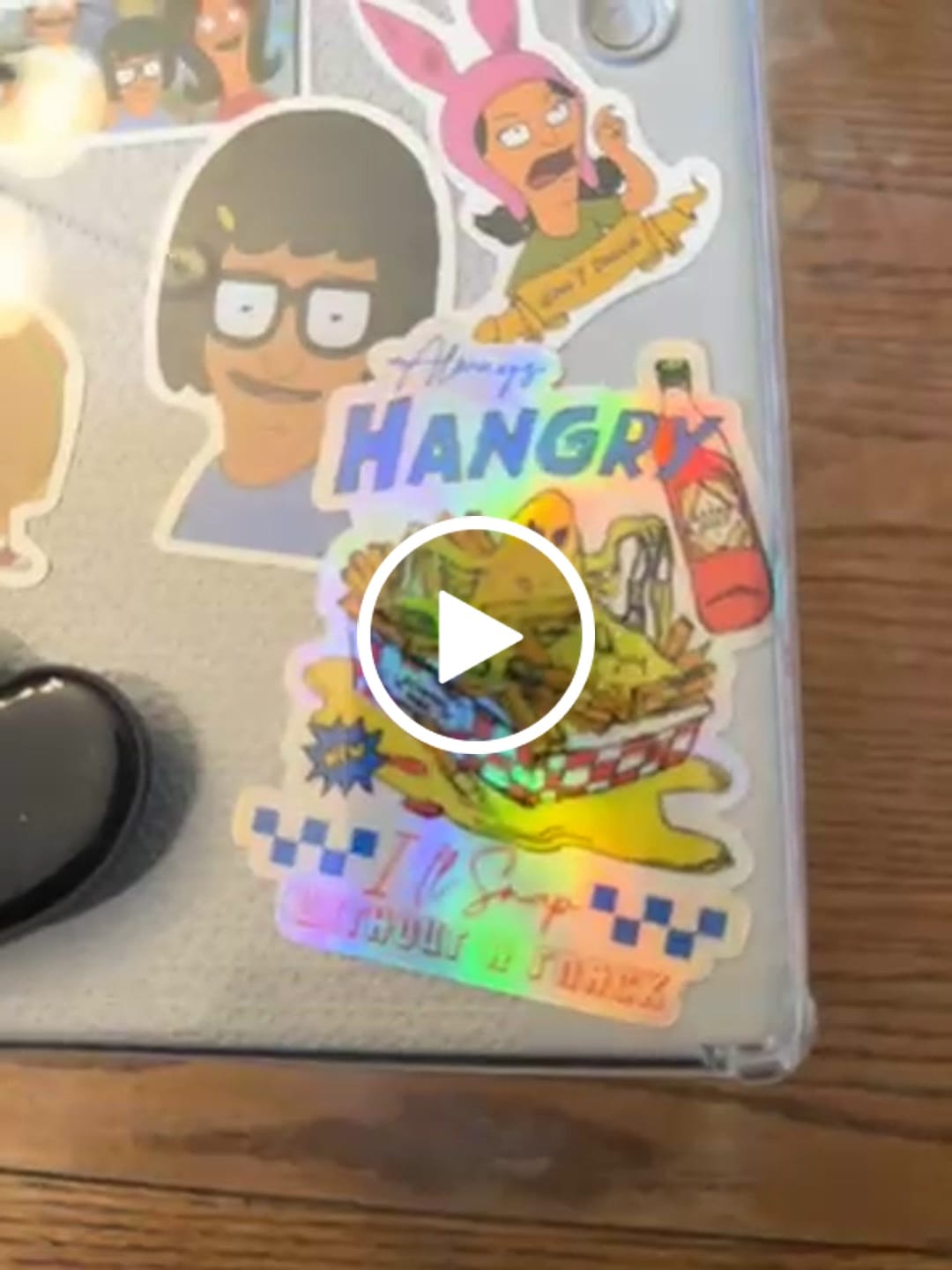 Customer video review of Always Hangry Holographic Sticker