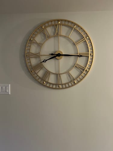 Customer photo review of 32" Gold Roman Numeral Metal Wall Clock - 82cm