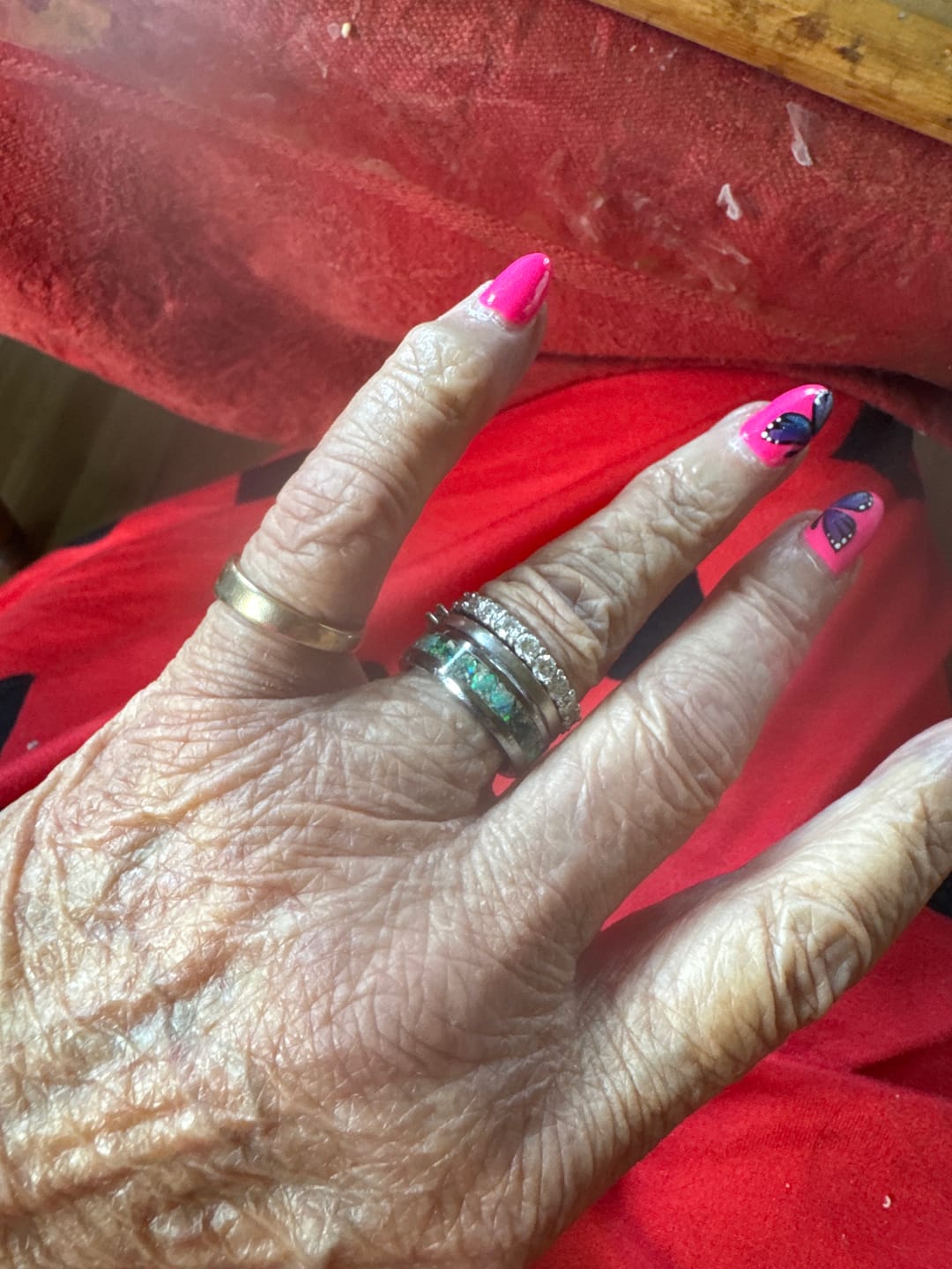 Customer photo review of Tungsten Opal Ring with Cremation Ashes
