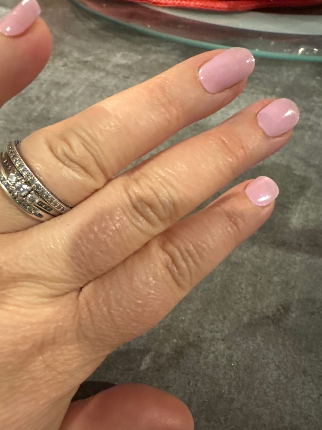 Customer photo review of Pink Bunny Speckles DIY Semicured Gel Nail Sticker Kit