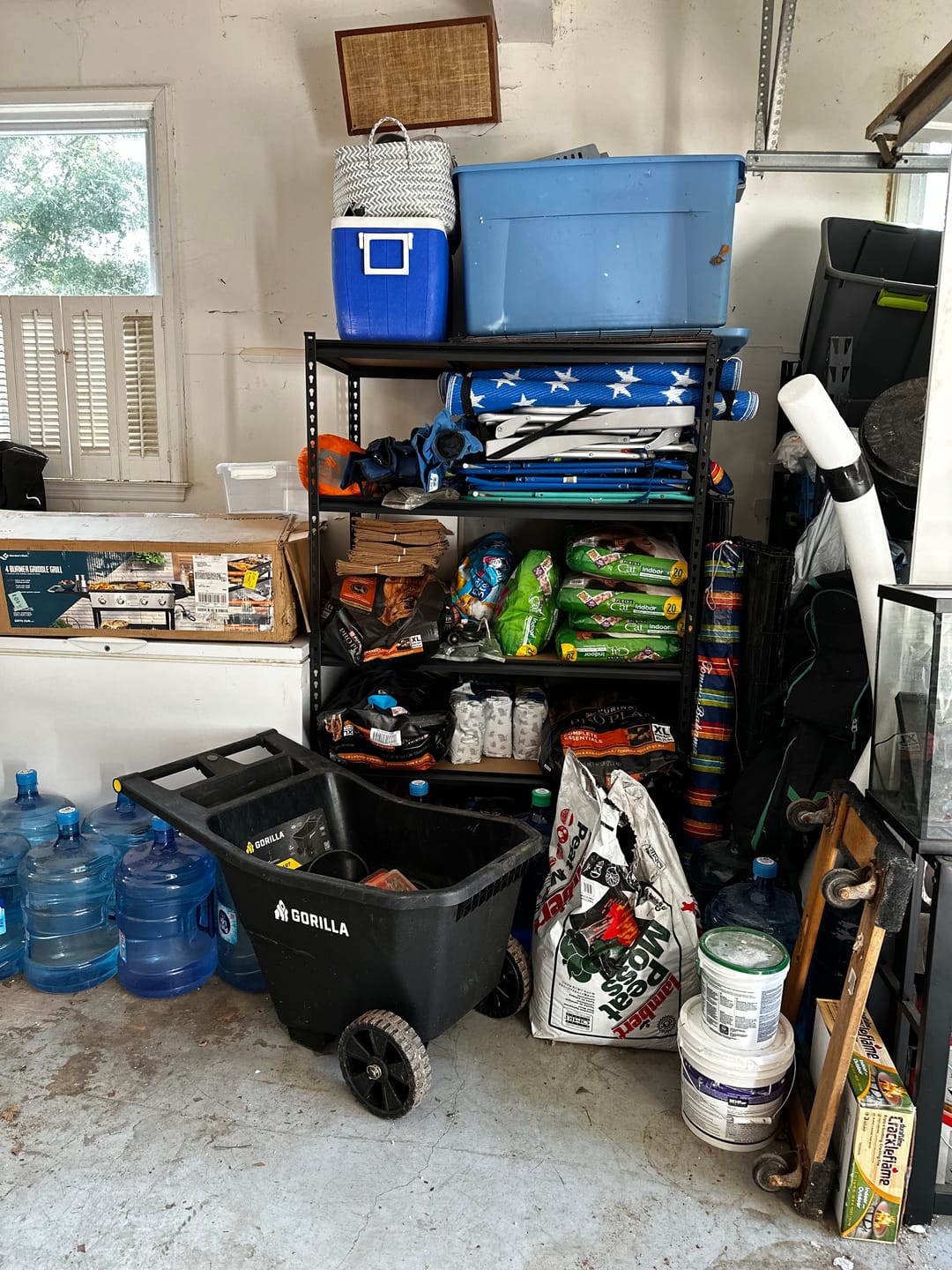 Customer photo review of REIBII 48"W x 72"H Garage Shelving Unit, 3000 lbs Heavy Duty, 24"D Deep 5-Tier Storage Shelves for Large Bins, Workshop & Warehouse