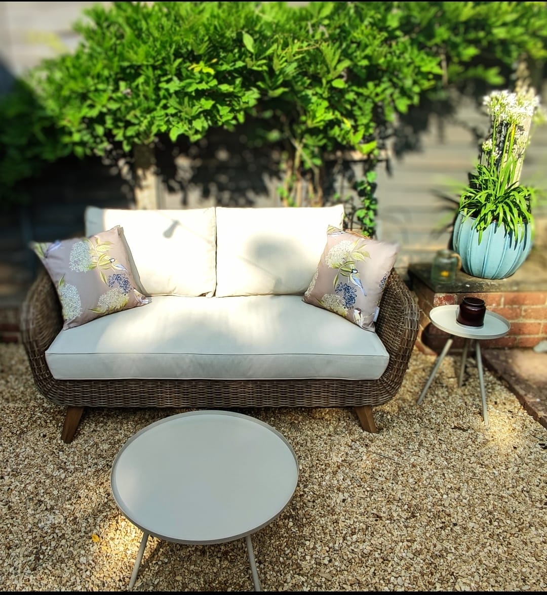 Customer photo review of Outdoor Garden Waterproof Cushion - Bird on Elderflower