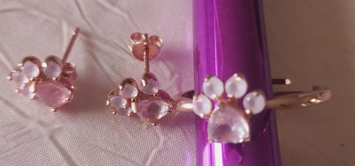 Customer photo review of Boucle d'Oreille Quartz Rose "Empreinte d'Amour"