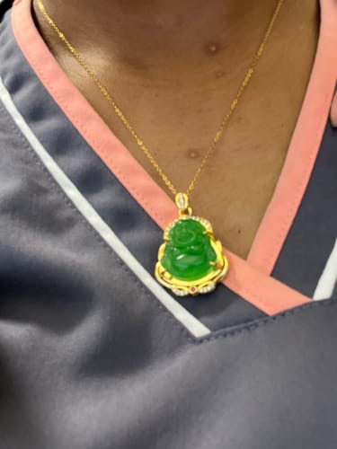 Customer photo review of Jade Buddha II Necklace