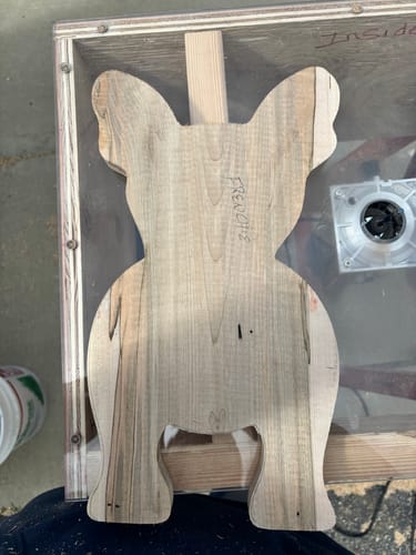 Customer photo review of 15.75x9.0" French Bulldog Shaped Serving Board Acrylic Router Template