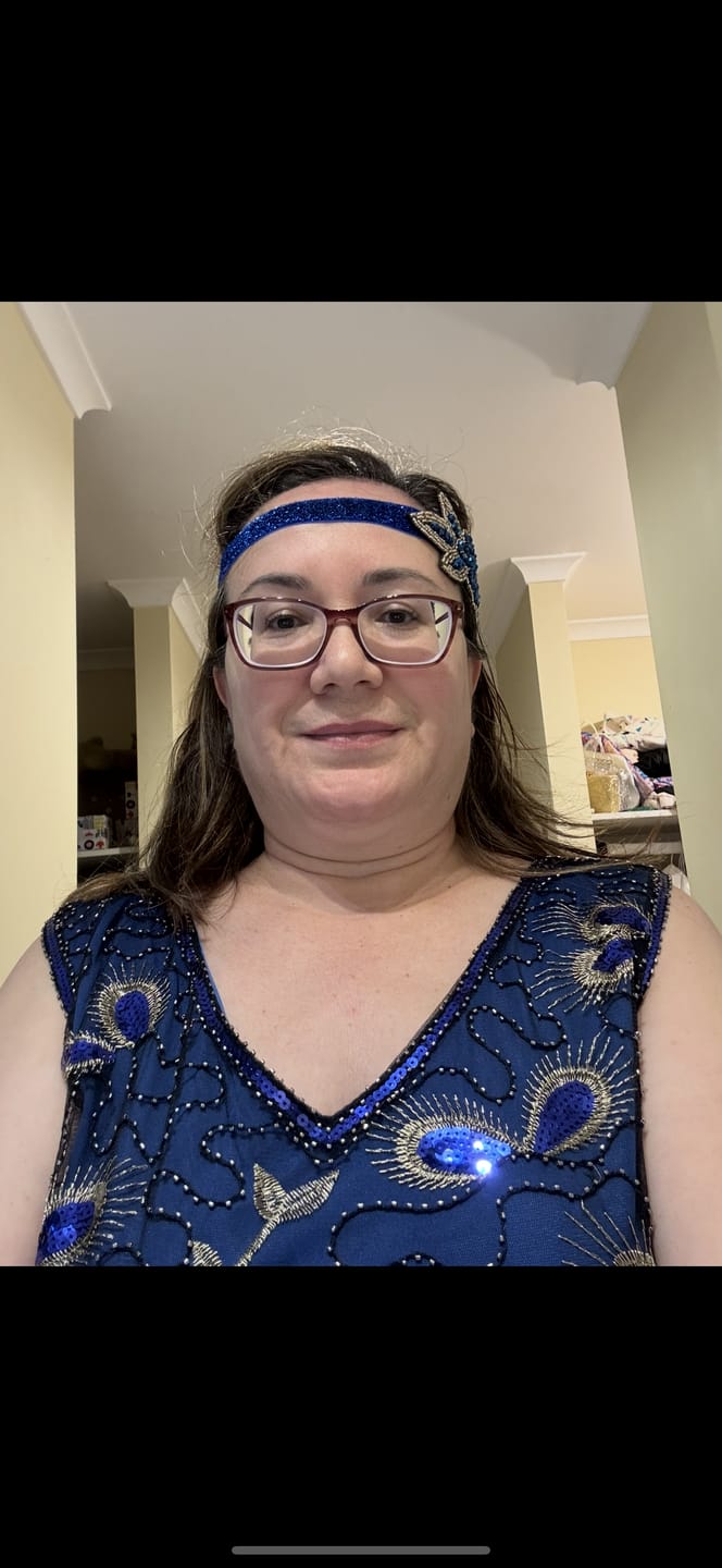 Customer photo review of Blue Peacock Feather Headband