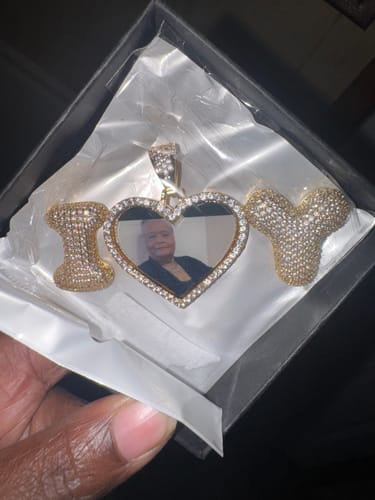 Customer photo review of Personalized Diamond Studded I Love U Photo Heart Necklace