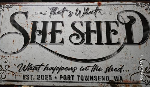 Customer photo review of Personalized She Shed Sign | Garden Shed Rustic Decor | She Shed Canvas Art | Gift For Mom | Modern Farmhouse Decor | She Shed Wall Decor (ETSY)