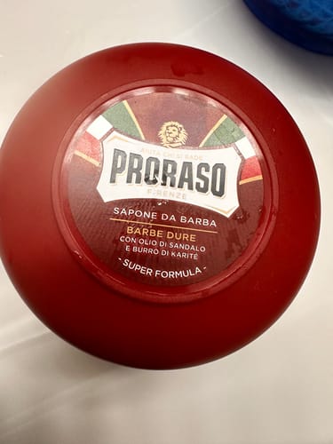 Customer photo review of Proraso Red Shaving Soap in a Bowl 150ml - Sandalwood Oil & Shea Butter