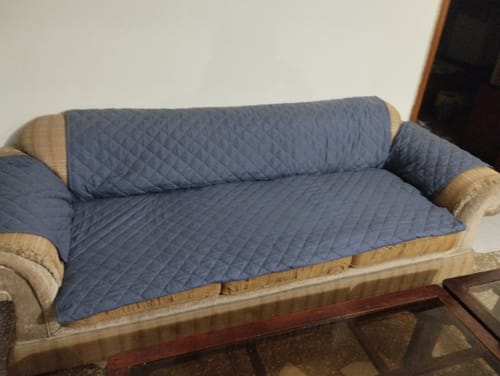Customer photo review of Quilted Sofa covers Non-slip W/Piping Grey With Cushion Covers