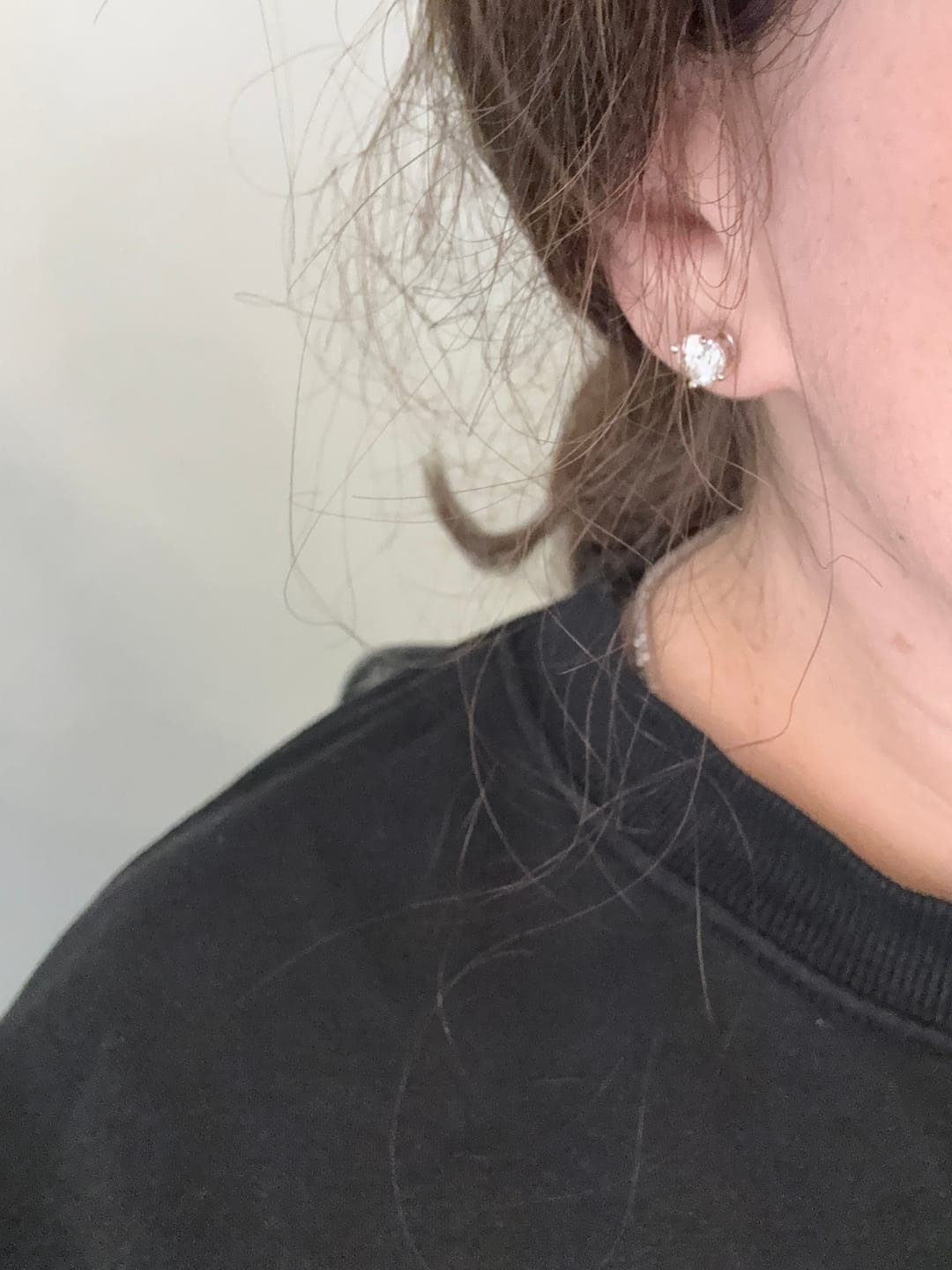 Customer photo review of Round Solitaire Stud Earrings - Moissanites
