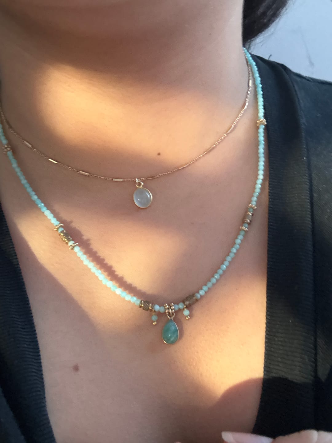 Customer photo review of שרשראות מהרני אמזונייט ורוז קוורץ