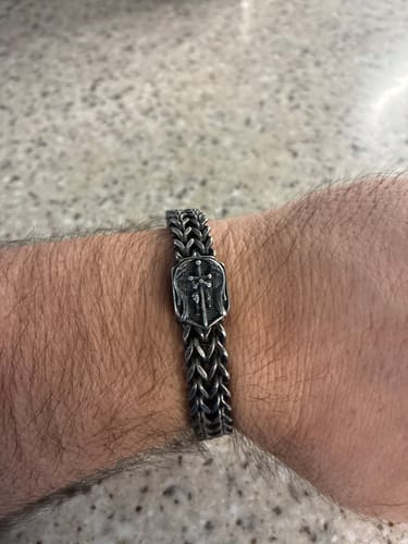 Customer photo review of St. Michael Defend Us Bracelet - Helps Pair Veterans With A Service Dog Or Shelter Dog