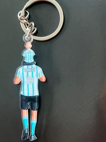 Customer photo review of Dad And Kids Together - Football Family - Personalized Keychain