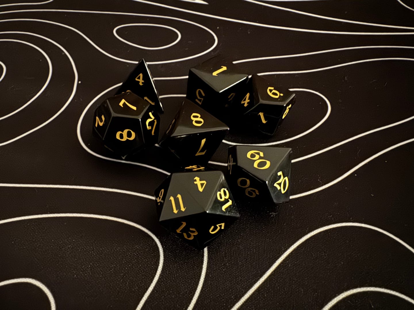 Customer photo review of Gemstone Black Night Obsidian Hand Carved DND Dice Set