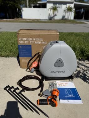 Customer photo review of Ground-Mounted Retractable Hose Reel 82ft-130ft