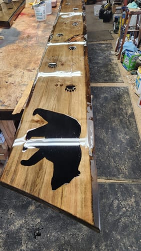Customer photo review of 18x10.5" Bear With Bear Paw Inlay Board Acrylic Router Template