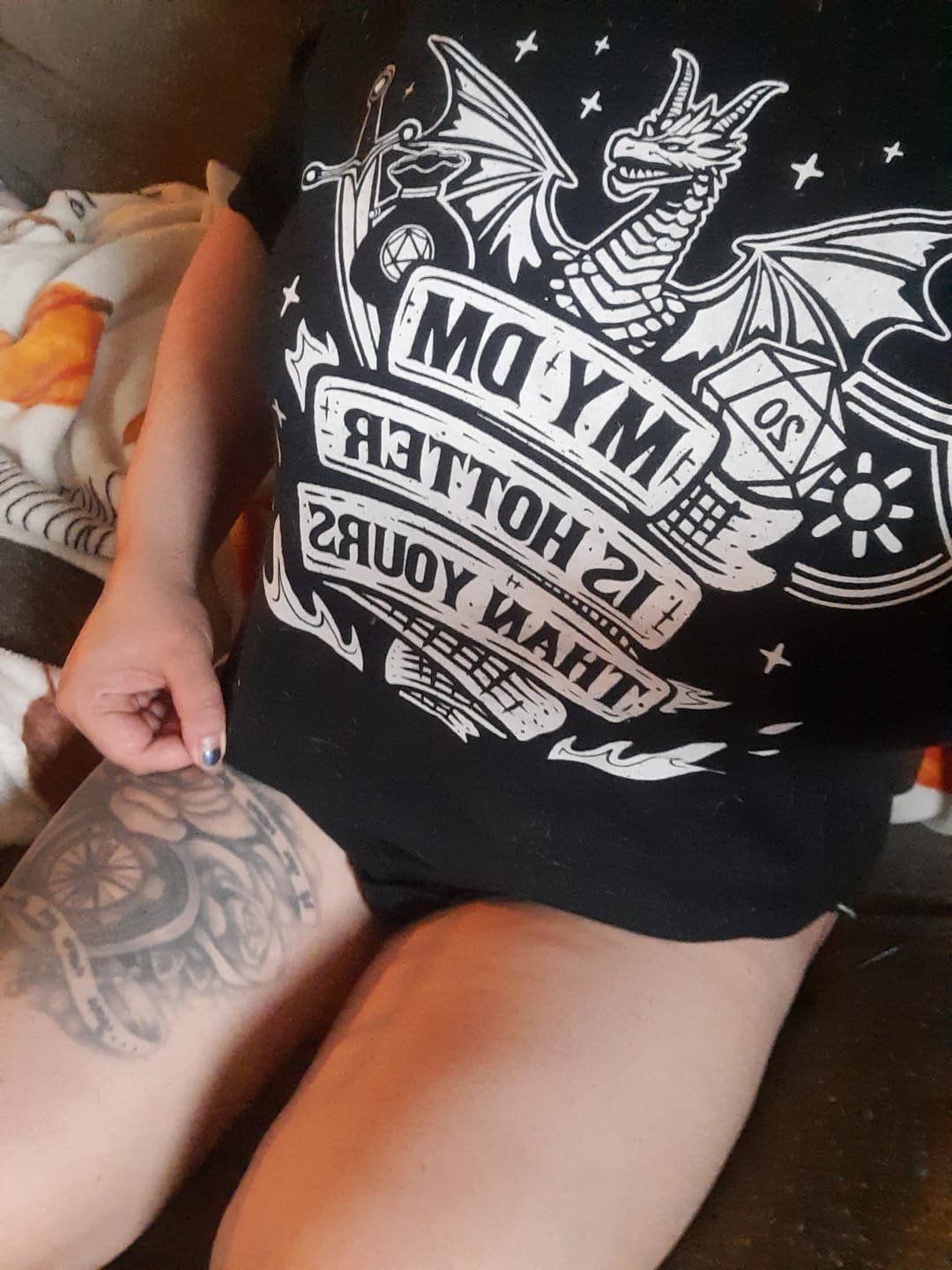Customer photo review of My DM Is Hotter Than Yours T-Shirt