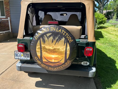 Customer photo review of Changes in Latitude Changes in Attitude Sunset Spare Tire Cover