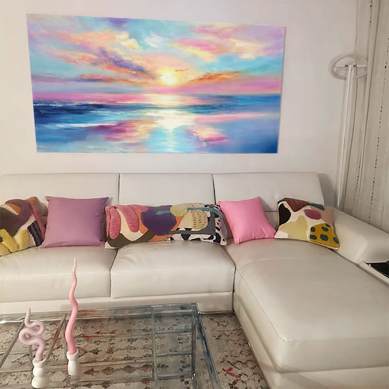 Customer photo review of Colorful Ocean And Sky Textured Painting Canvas #OS006