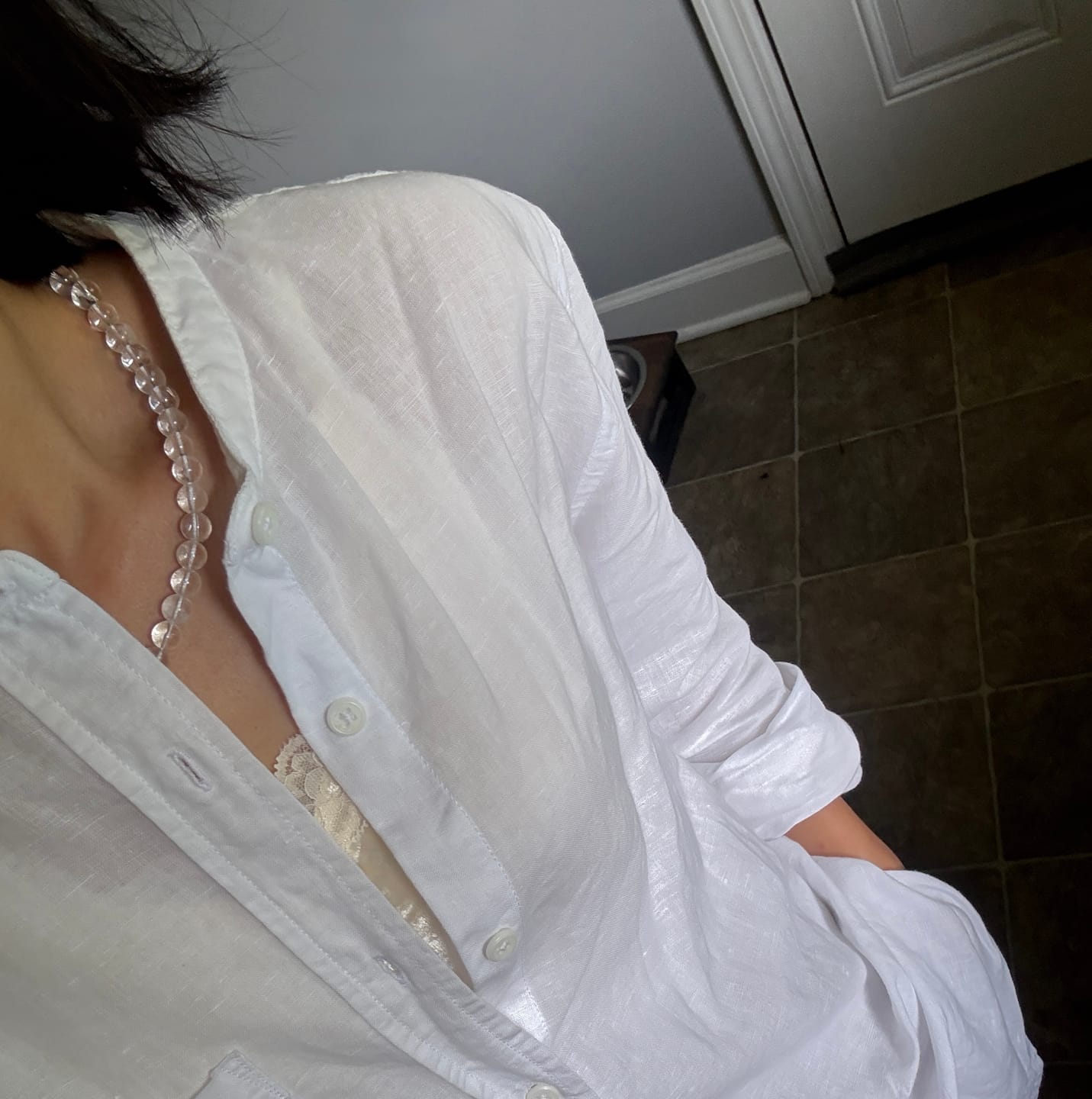 Customer photo review of Clear Quartz Beaded Necklace