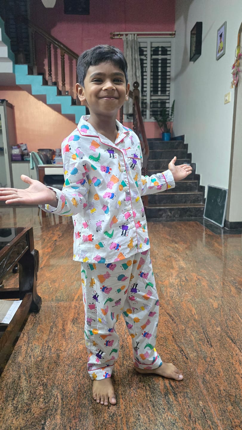 Customer photo review of White Doodle Peppa Pig Night Suit