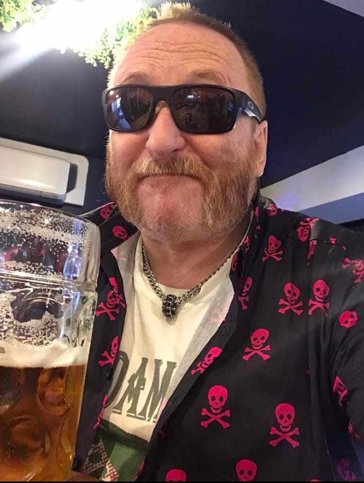 Customer photo review of Men's Pink Skull Punk Rock Holiday Cotton Breathable Cool Summer Short Sleeve Shirt