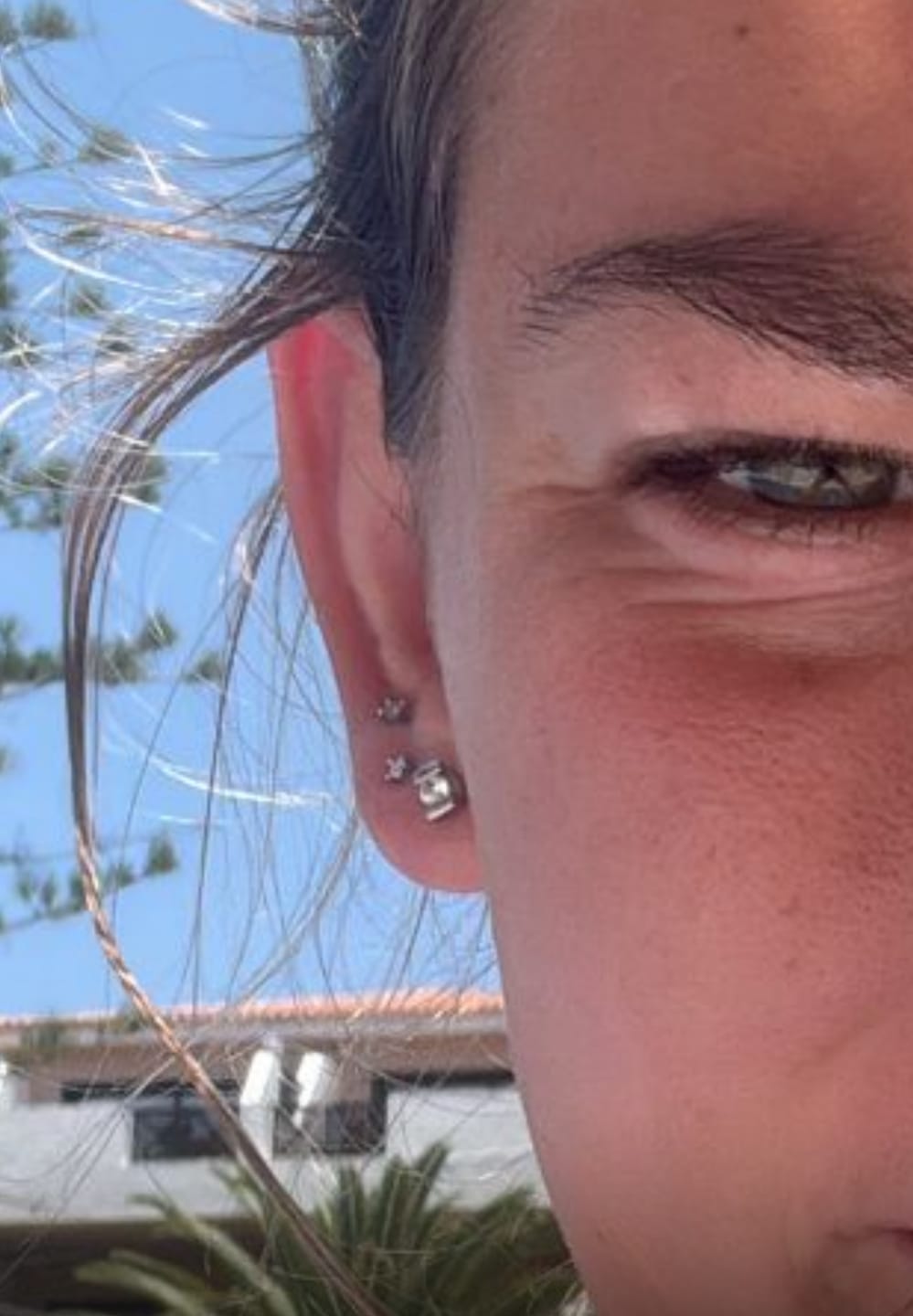 Customer photo review of Moissanite Solitaire Small Sleep Earrings