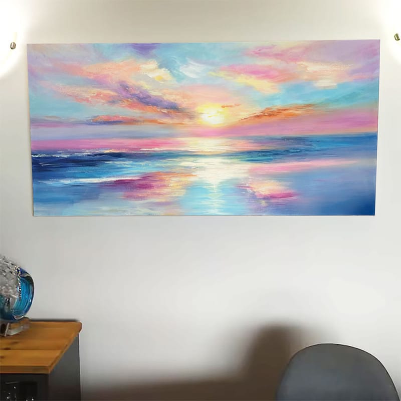 Customer photo review of Colorful Ocean And Sky Textured Painting Canvas #OS006