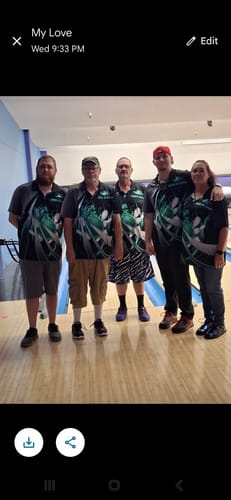 Customer photo review of Maxcorners Flame Bowling And Pins Tornado Pattern Multicolor Option Customized Name 3D Shirt