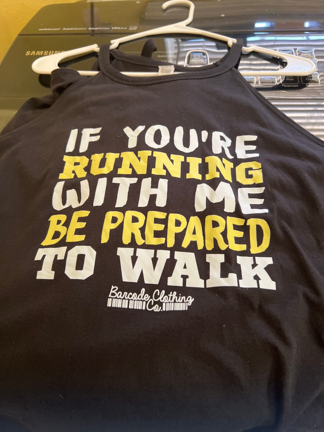 Customer photo review of If You're Running With Me Color Rocker Tank