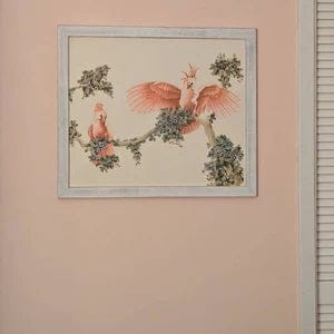 Customer photo review of Pink Cockatoos by Turner, mint condition authentic vintage lithograph printed in the 1940s