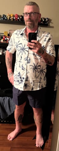 Customer photo review of Island Sailing Print Button Up Shirt & Swim Shorts
