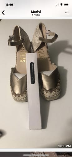 Reseña con foto de un cliente sobre Alpargata Felicidad Bronce