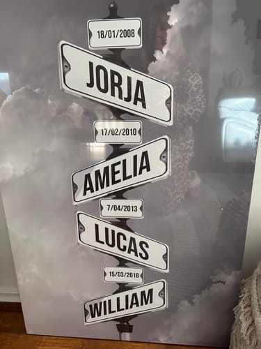 Customer photo review of DATE OF BIRTH OF CHILDREN by Cstm Canvas