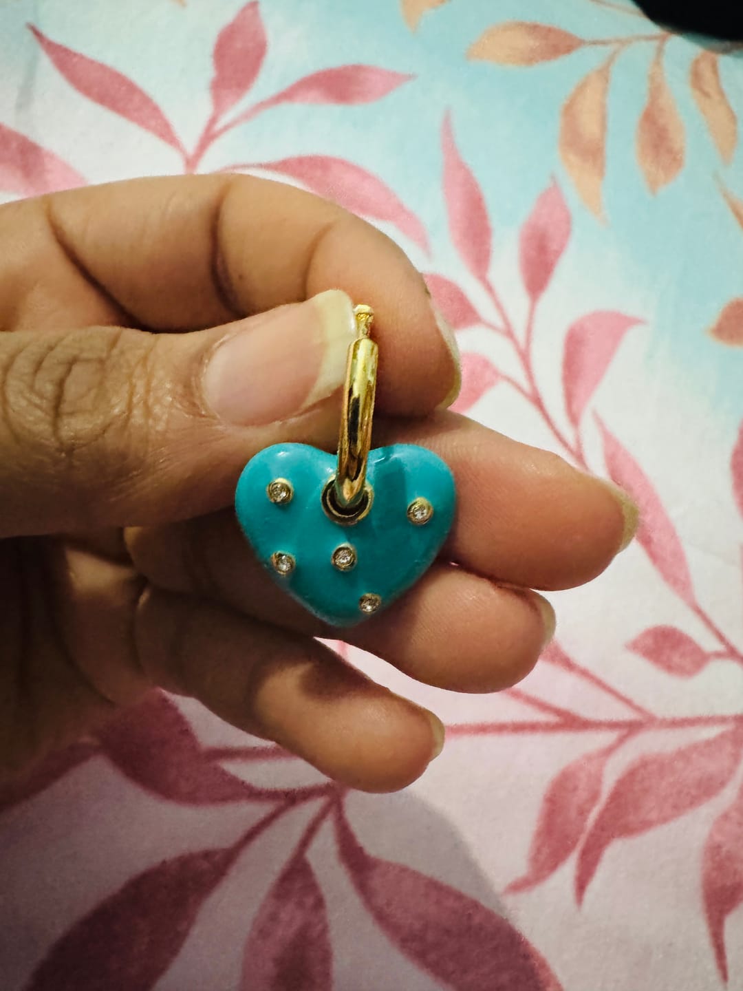 Customer photo review of The Sydney Heart Earrings