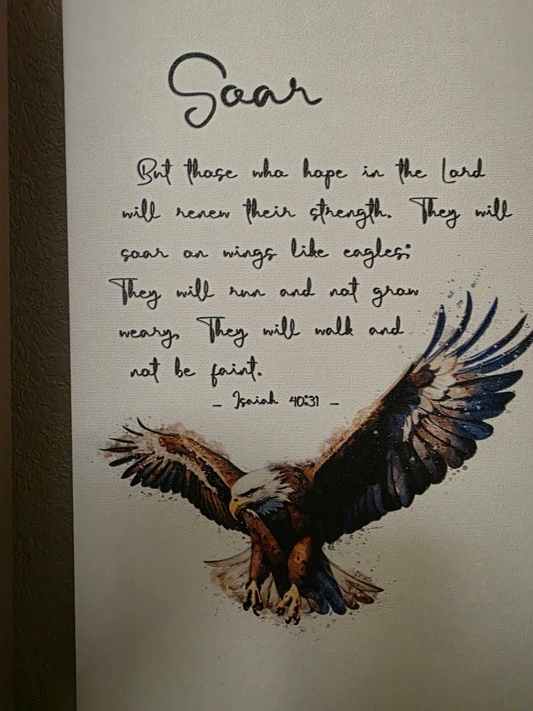 Customer photo review of But Those Who Hope in the Lord Will Renew Their Strength, Isaiah 40:31, Wall Art Canvas