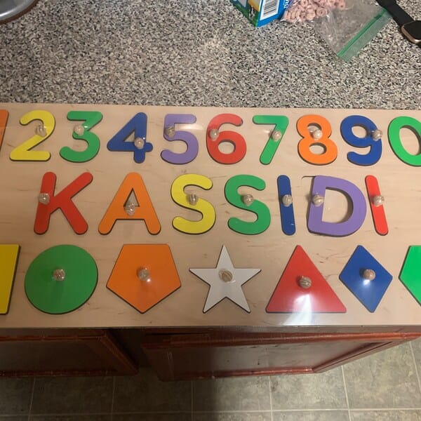 Customer photo review of Educational Puzzle with Shapes and Numbers For Toddlers
